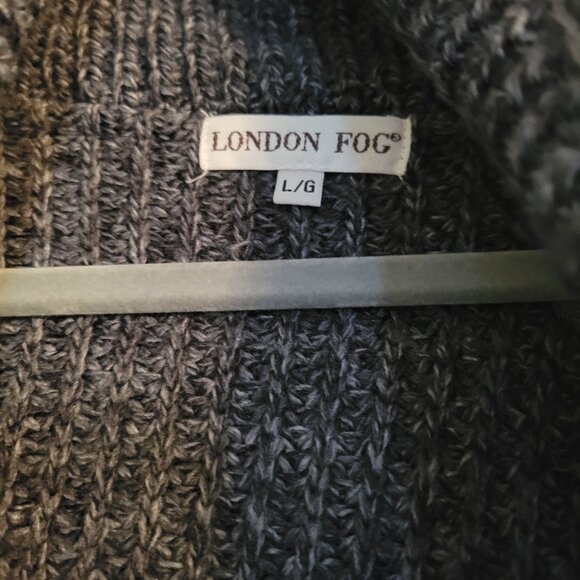 London Fog Gray Shawl Collar Cardigan Sweater Size L - Picture 3 of 8